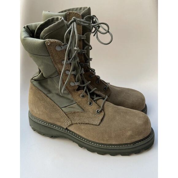 Combat Boots Mondo Mens 7.5 R UFCW Green Suede Steel Toe Vibram Sole Women 9.5 - Picture 5 of 16